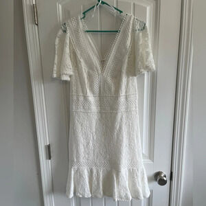 Eliza J Flounce White Lace Dress Size 14